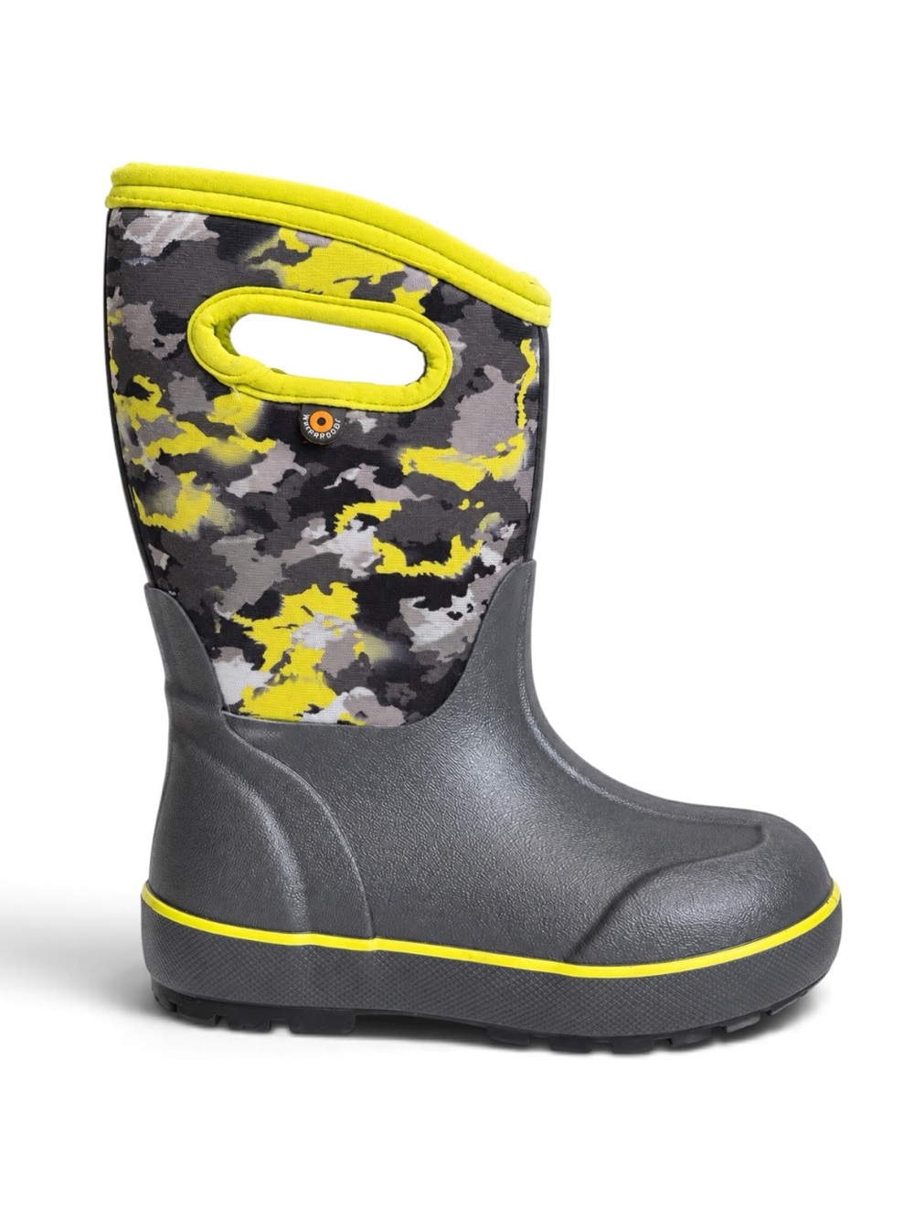 Bogs Kids Classic II Camo Waterproof Winter Boots Yellow Gray Boys Size 11
